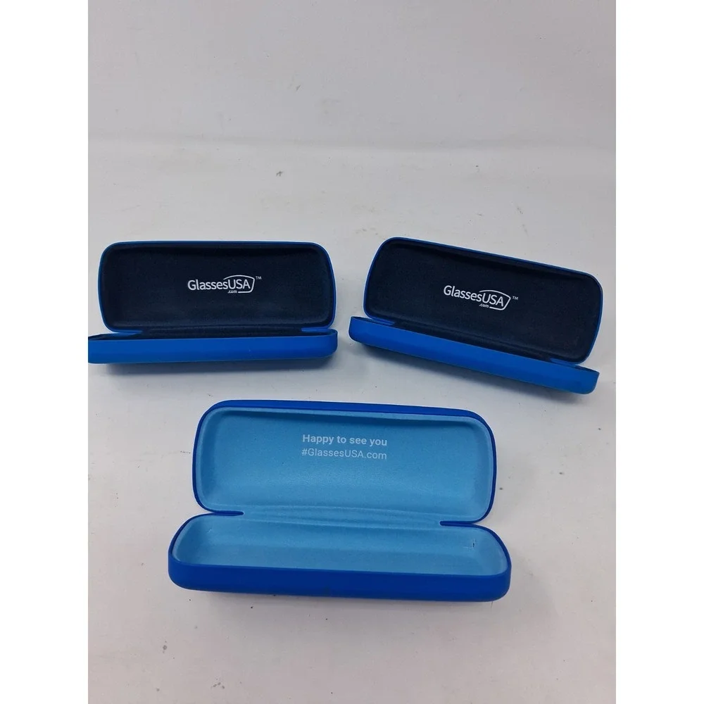 3 PIECES GLASSES USA CLAMSHELL EYEGLASSES / SUNGLASSES CASE BLUE. X